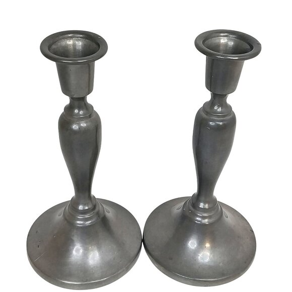 Pair Of Preisner Pewter Candlesticks Taper Candle Holders Vintage 6" - Picture 2 of 11